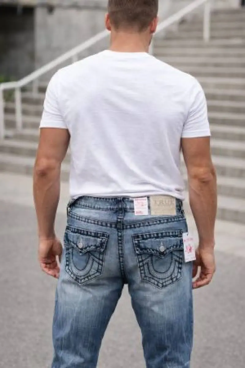 True Religion Straight fit Premium Imported Stretchable Lycra Fabric Denim with Back Pocket Embroidered Design 3948