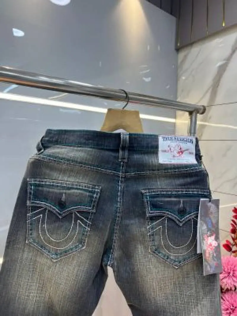 True Religion Green Shade Straight fit Premium Imported Stretchable Lycra Fabric Denim with Back Pocket Embroidered Design 3943 - Image 5