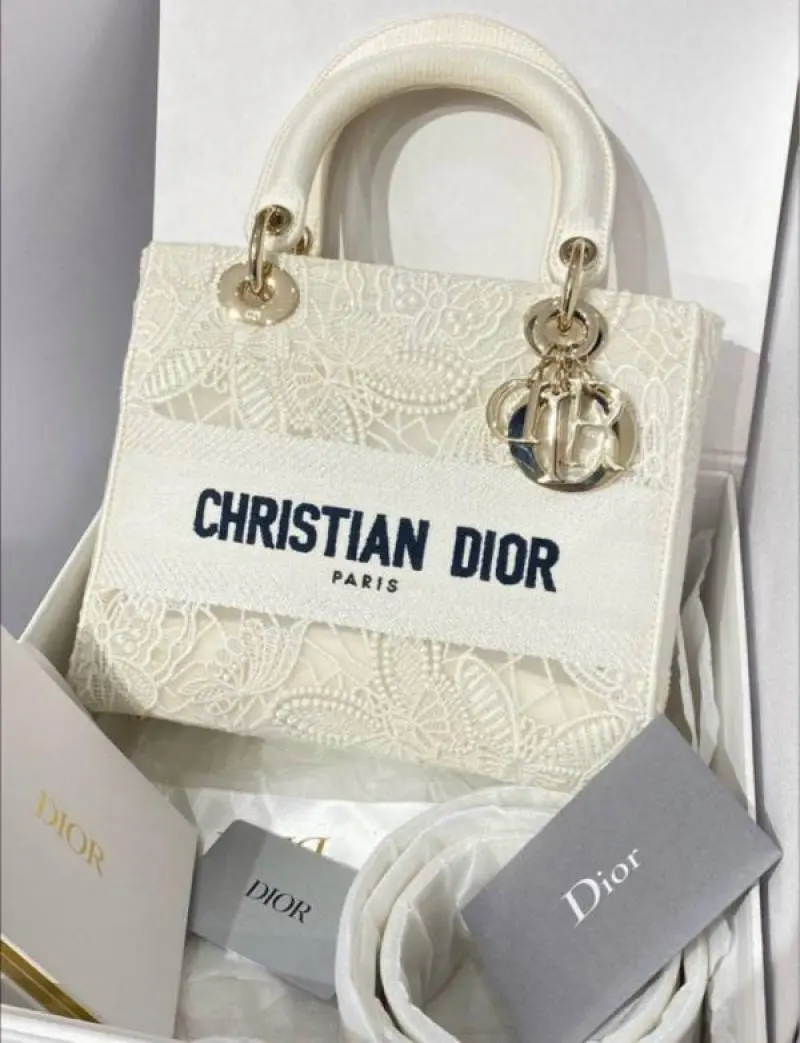 Diyor876 Lady My ABC D-Lite Embroidery Luxurious Quality With OG Magnetic Gift Box & Dust Bag & Scarf (White - 876) - Image 11