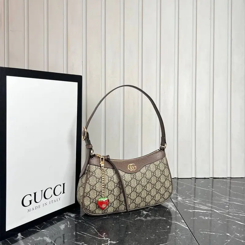 Gucci Ophidia GG Monogram Supreme Premium Shoulder Bag With OG Double Box & Dust Bag & Tags (Brown-938)