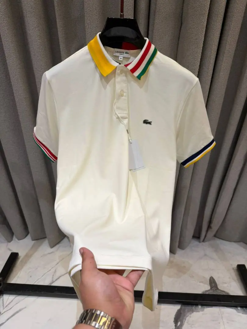 Lacoste Chest Logo Polo T-shirt Rainbow Collar