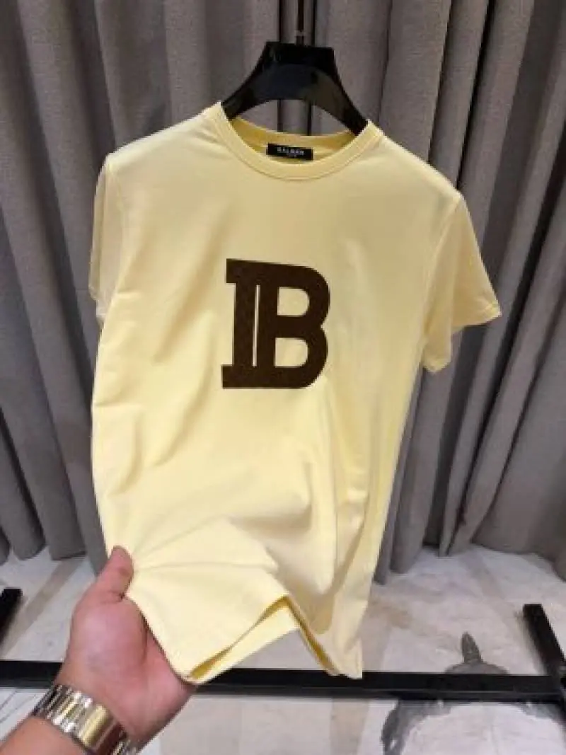 NO Return Balman Middle Brand Print Round Neck T-shirt Yellow - Image 3