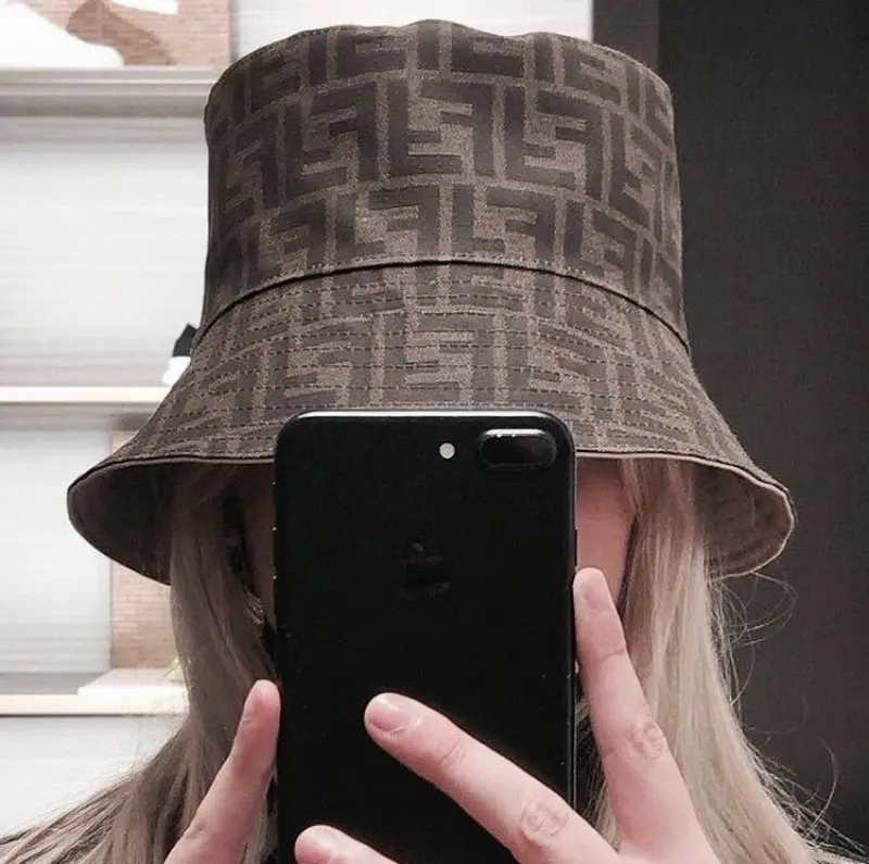 Fendi FF Monogram Premium Bucket Hat With Brand Polly Bag - Image 5