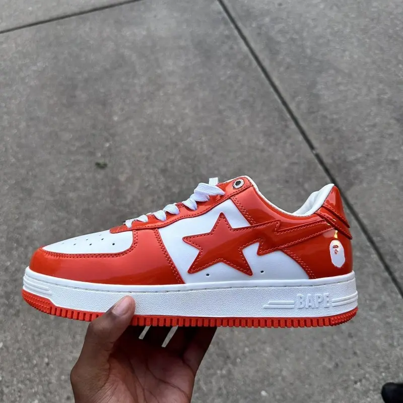 BathinGahpe Bape Sta Patent Leather orange White - Image 2