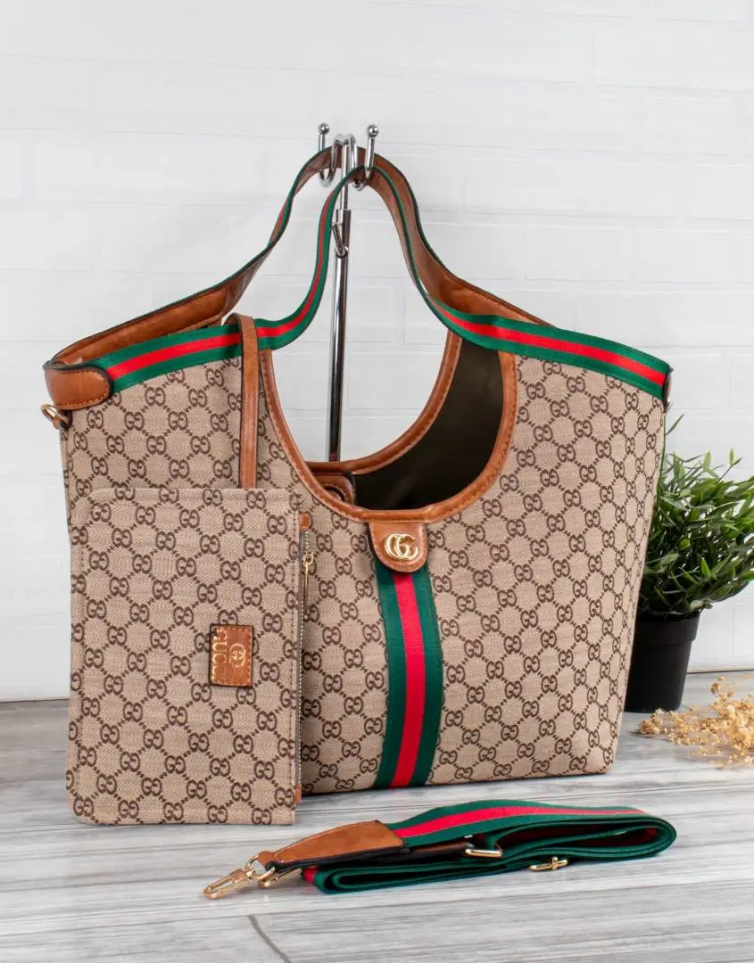 Gucci GG Giglio Supreme Premium Large Tote Bag With Dust Bag (Brown - 1147) - Image 2