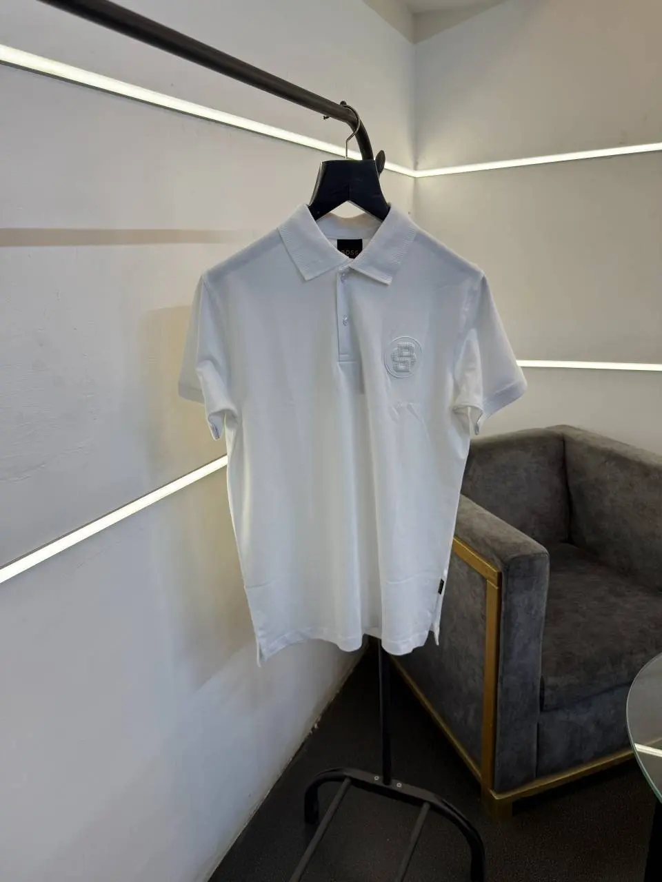 Hugo bos matty fabric imported polo tshirt white brand logo on chest white sale