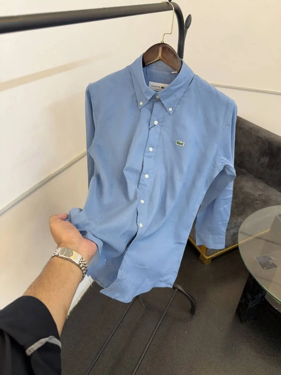 Lacoste blue pure linen fabric imported shirt - Image 2
