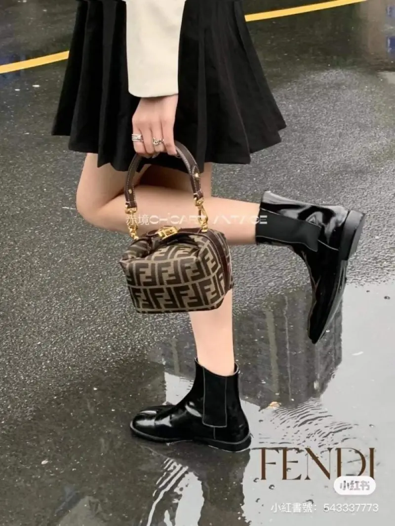 Fendi Baguette Mini Premium Hobo Bag With OG Magnetic Box & Dust Bag & 2 Belts (Brown-884) - Image 3