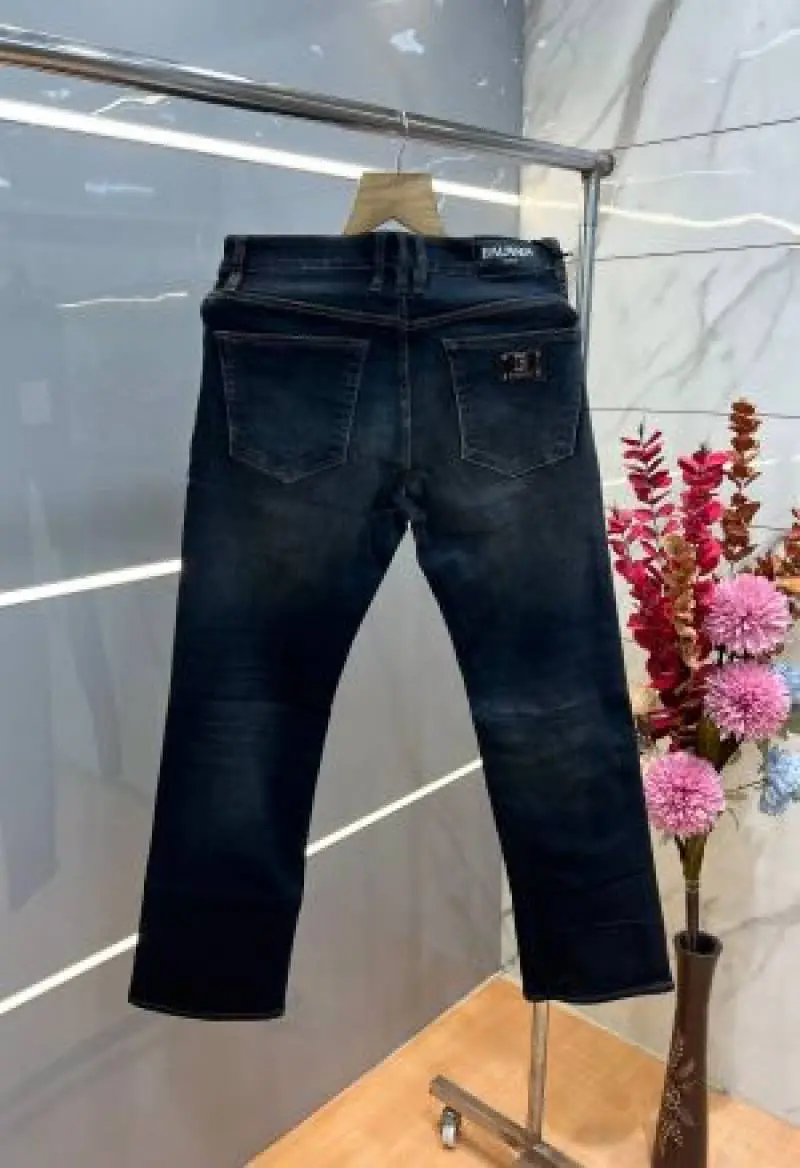 Balmain Paris Green Shade Straight fit Premium Imported Stretchable Lycra Fabric Denim with Back Metal Design 3841 - Image 3