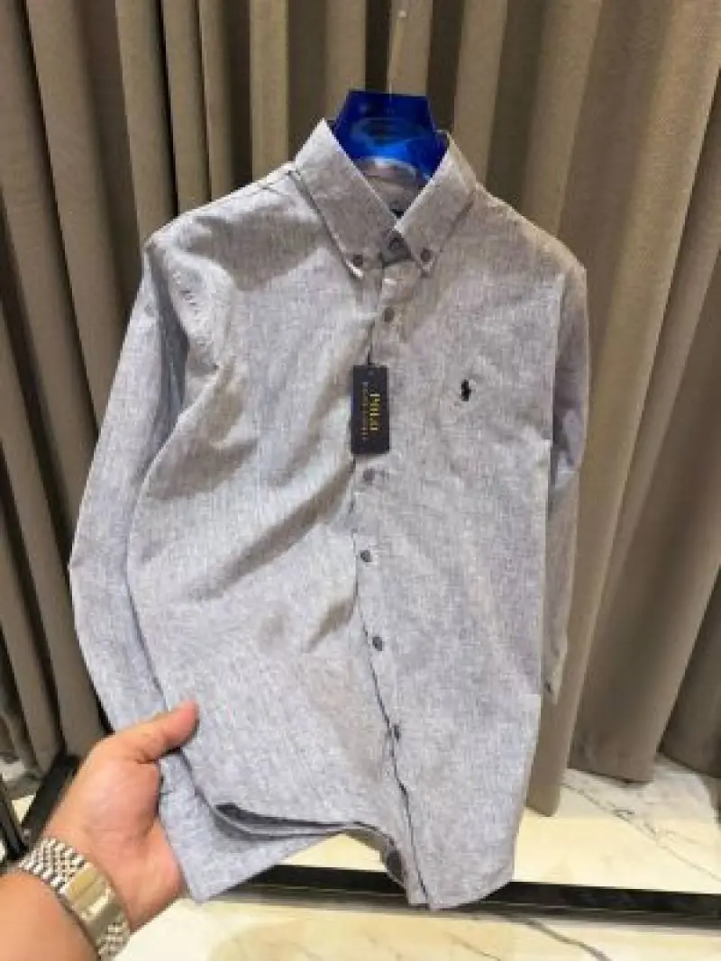 Ralph Lauren Chest Logo Full Sleeves Shirt Shaded Grey - Image 2
