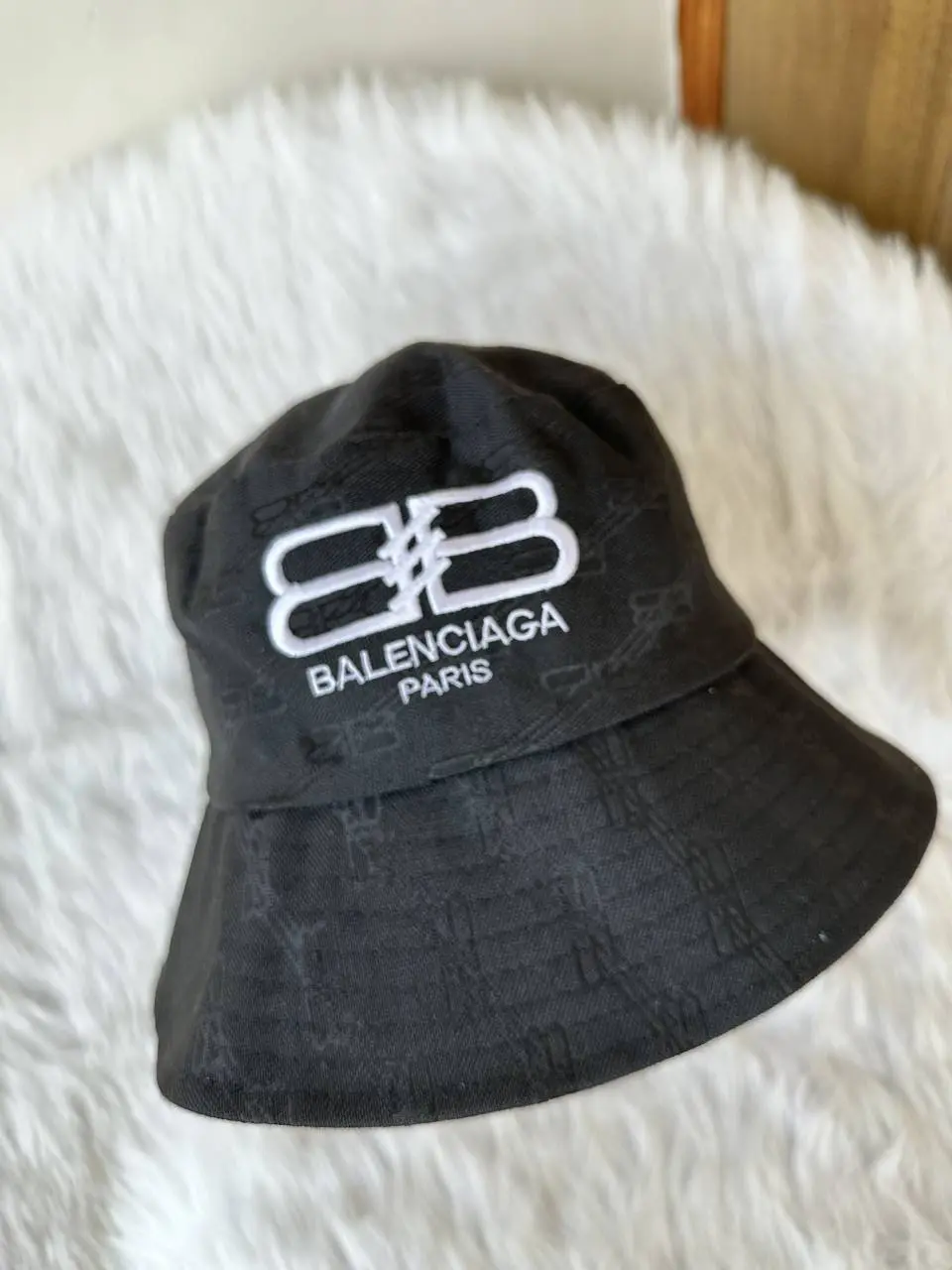 Balenciaga BB Monogram Black Premium Unisex Bucket Hat With Safety Box - Image 3
