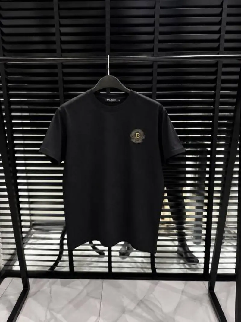 Balmain Chest Logo Round Neck T-shirt Black