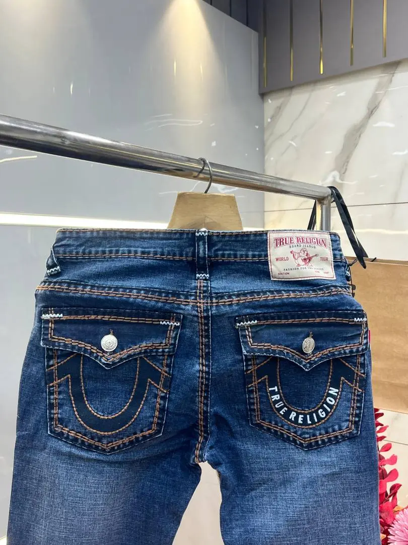 True Religio n Blue Shade Straight fit Premium Imported Stretchable Lycra Fabric Denim with Back Flap pocket Design 3690 - Image 3