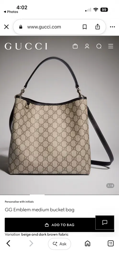 Gucci GG Emblem CB Black-Mono Medium Bucket With Original DustCover & CarryBag - Image 3