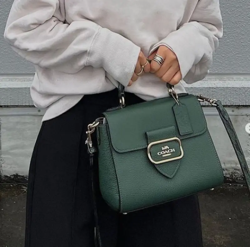 Coach Morgan Top Handle Signature Bag With OG Box & Dust Bag (Green-344) - Image 2