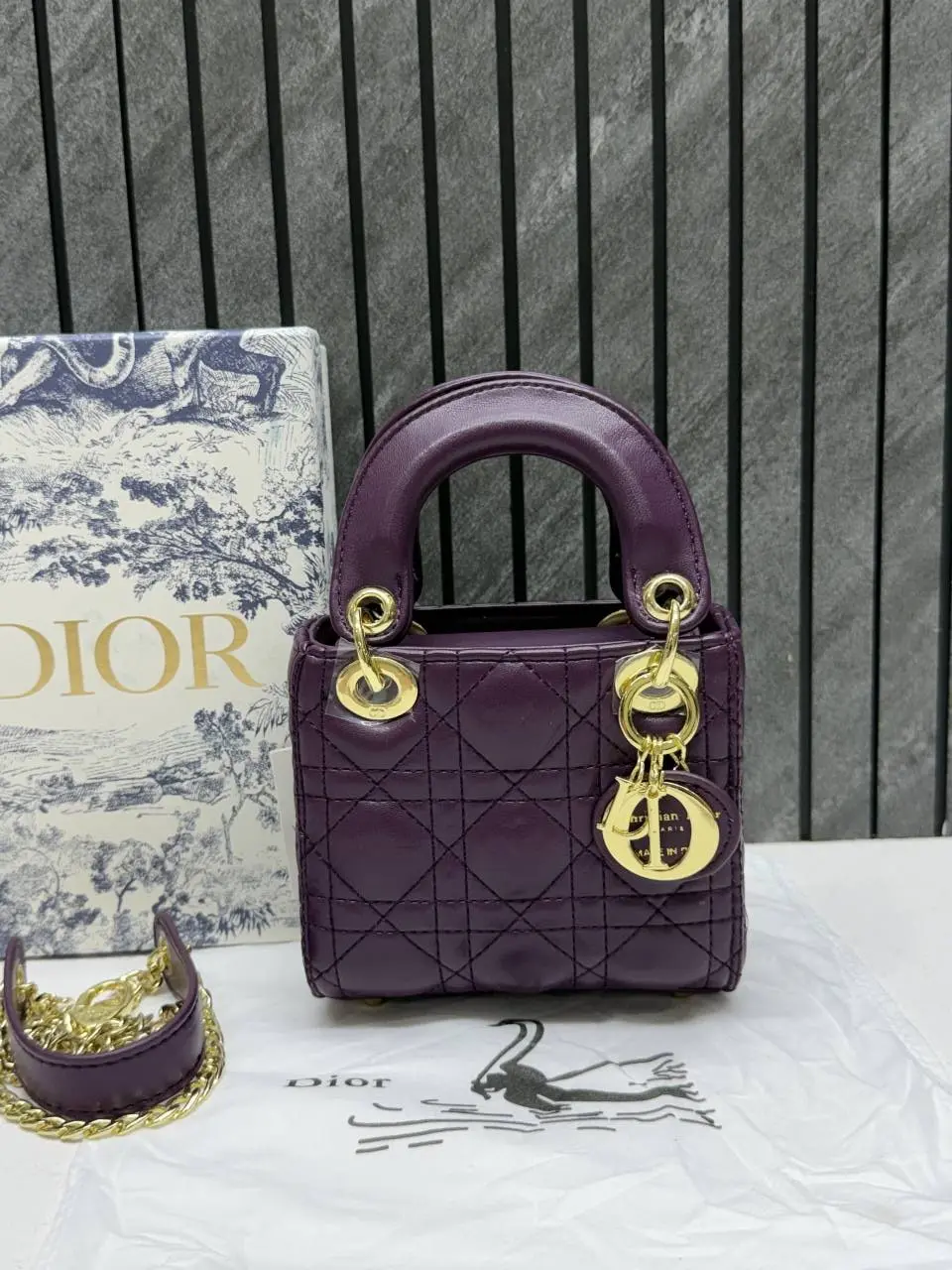 Dior 662 Lady Dioor Nano Purple With Original Box Packing - Image 3