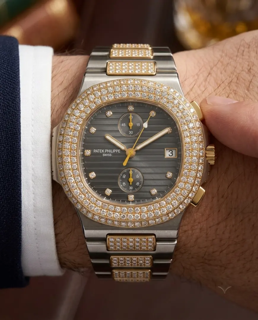 Patek Philippe Nautilus Diamond Two Tone Black - J1672