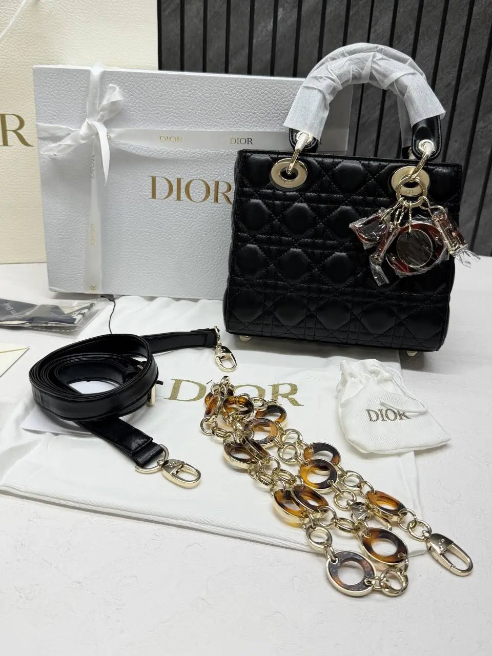 Dior CB Lady Diyorr Highend Quality With Red Charm & 2 Belt Super Premium With OriginalBox & CarryBag Packing (NoReturn) - Image 5