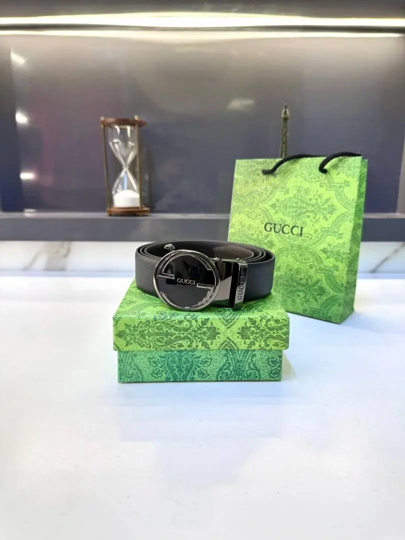 Gucci Glossy Black Belt Fa 489 - Image 2