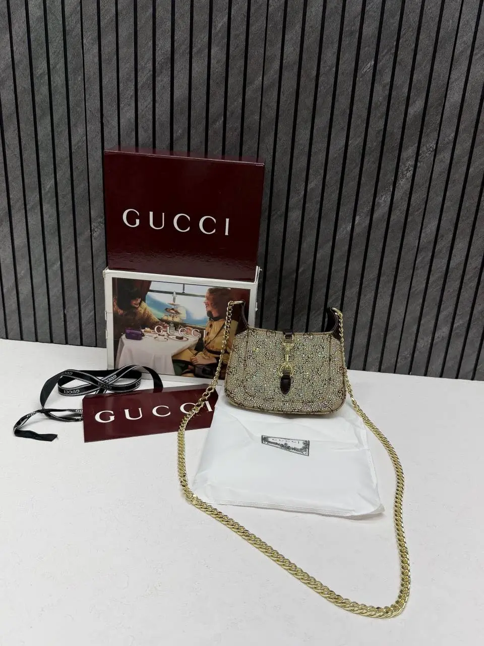Gucci Jackie 1961 Diamond All Over Sling Bag With OG DoubleBox Packing - Image 3