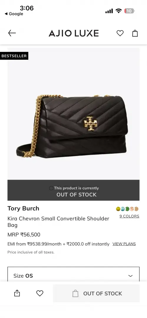 Tory Burcch Black-Gold Kira Small Convertible Quilted Shoulder Bag With Double Box OG Packing - Image 6