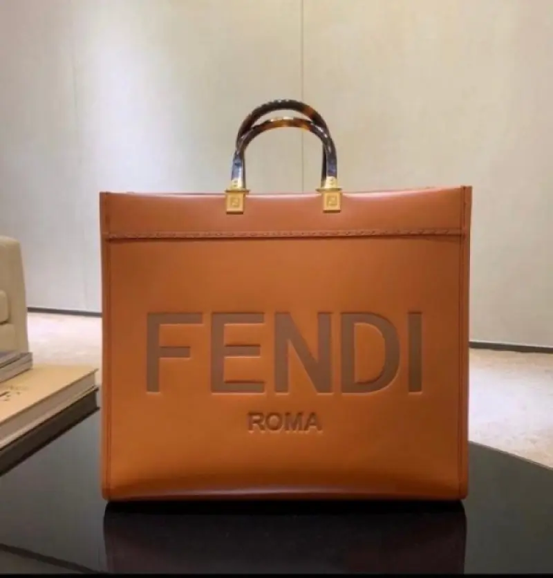 Fendi Roma Sunshine Tote Bag With Dust Bag & Shoulder Strap (Brown-126) - Image 5
