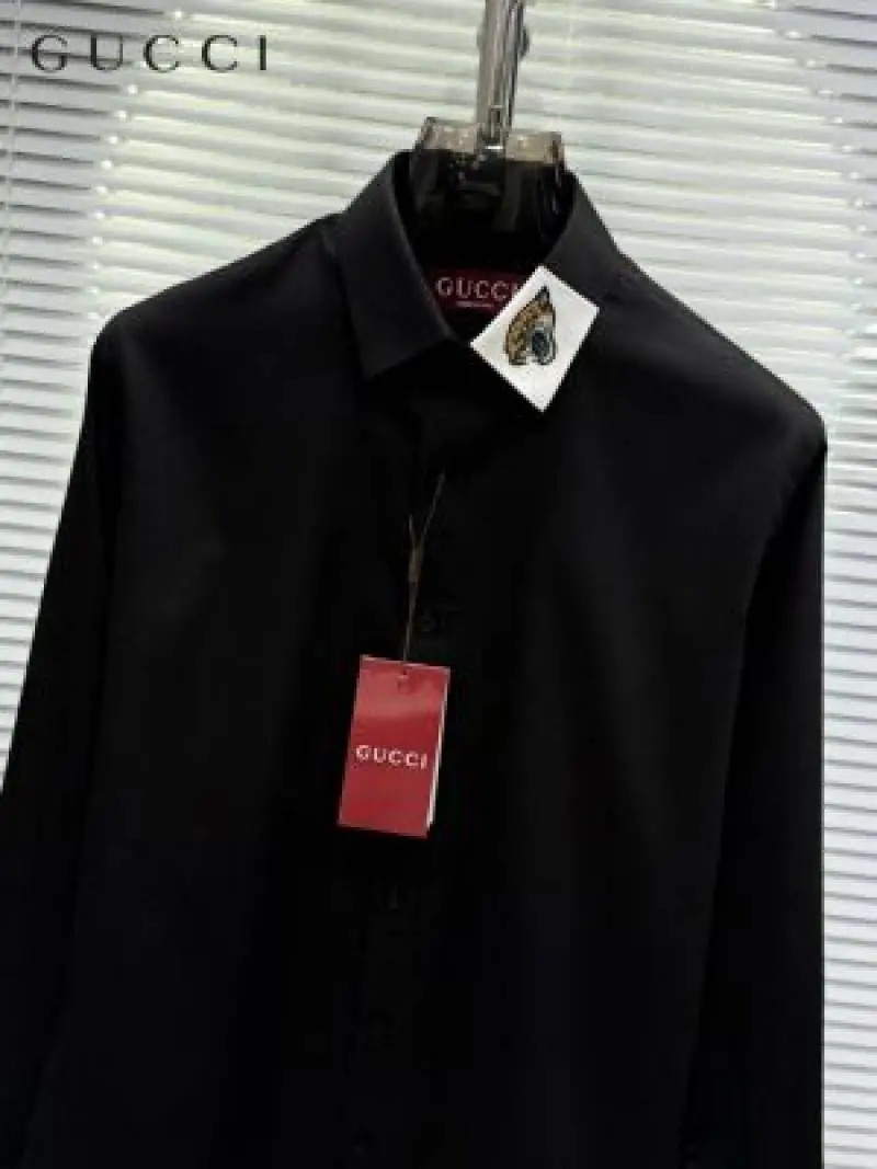 No Return Guchi Collar Tiger Diamond Box Pack Full Sleeves Shirt Black