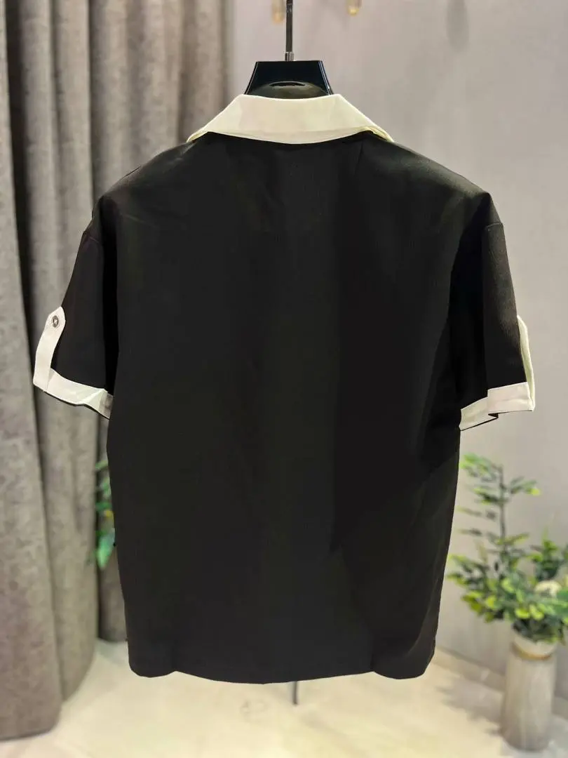 KOREAN IMPORTED HIGH DEMAND ARTICLE POLO T-SHIRT BLACK WHITE - Image 4