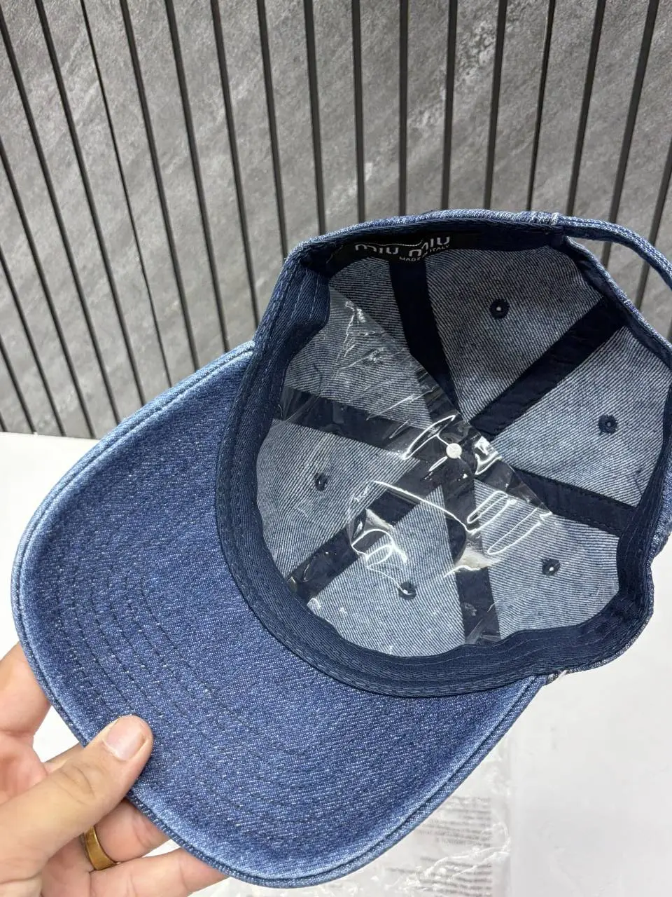 Miu Miu Denim Dark Blue Premium Unisex Cap With Original Zipper Polly Bag - Image 3