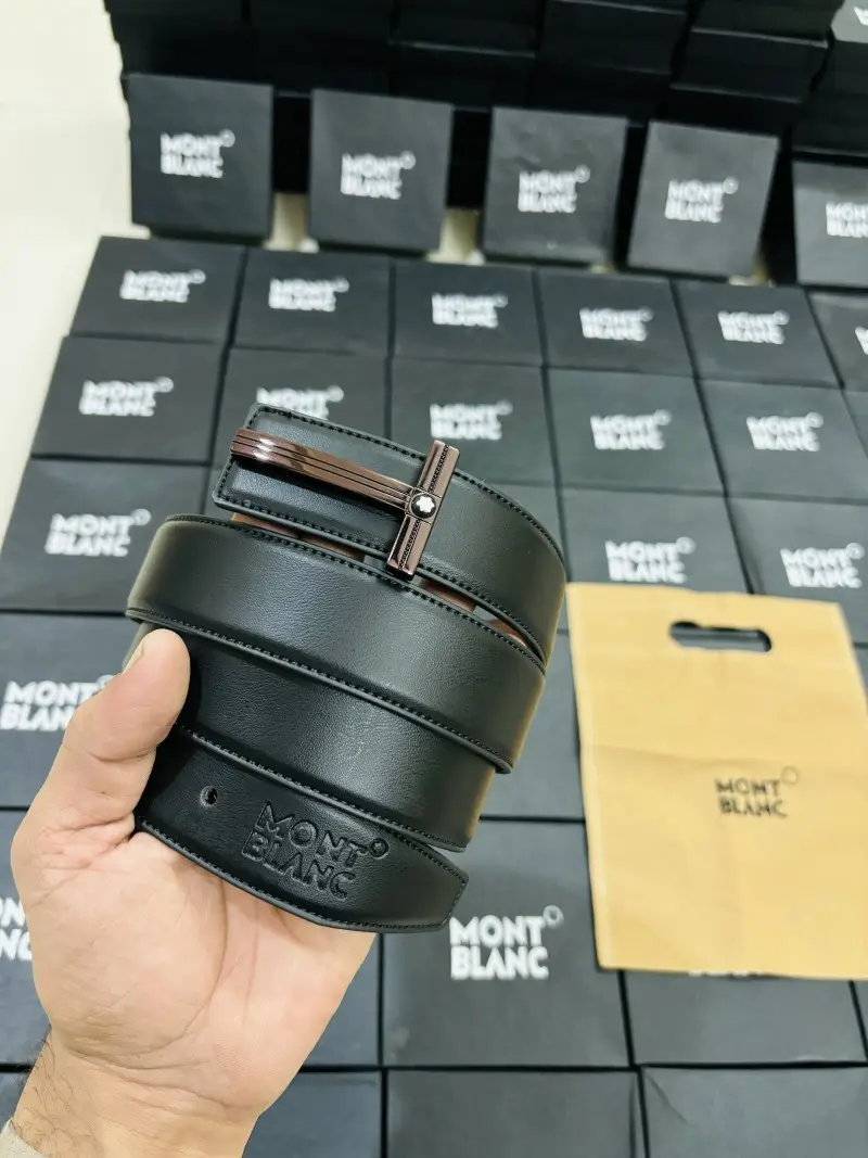 02 MONT BLANC SHINING BROWN PREMIUM QUALITY REVERSIBLE BELT WITH BOX