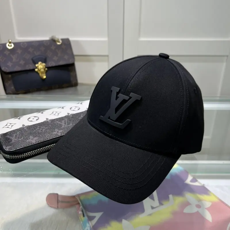 Louis Vuitton Front Logo Embossed Premium Unisex Cap (With Safety Box) (Black) - Image 6