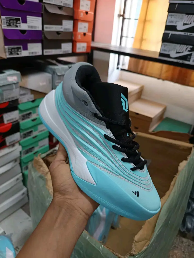 Adidas Dame X Older Kids (GS)Flash AquaCore BlackGrey331 - Image 2