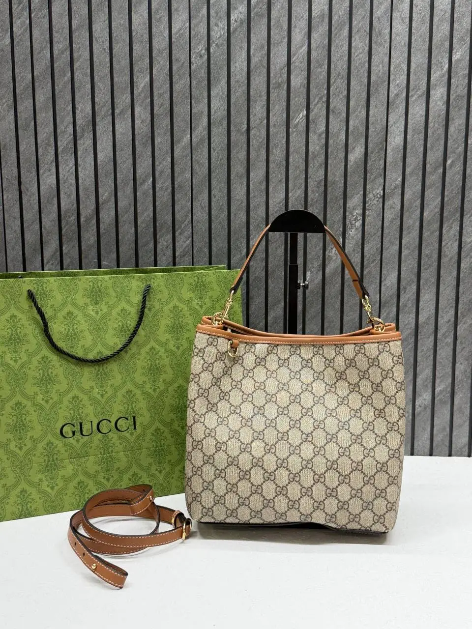 Gucci GG Emblem CB Brown Mono Medium Bucket With Original DustCover & CarryBag - Image 7