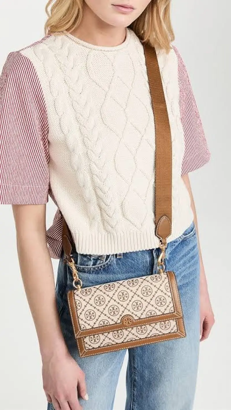 Tori Burch T Monogram Jacquard Crossbody Bag With OriginalBox 2 SlingBelt