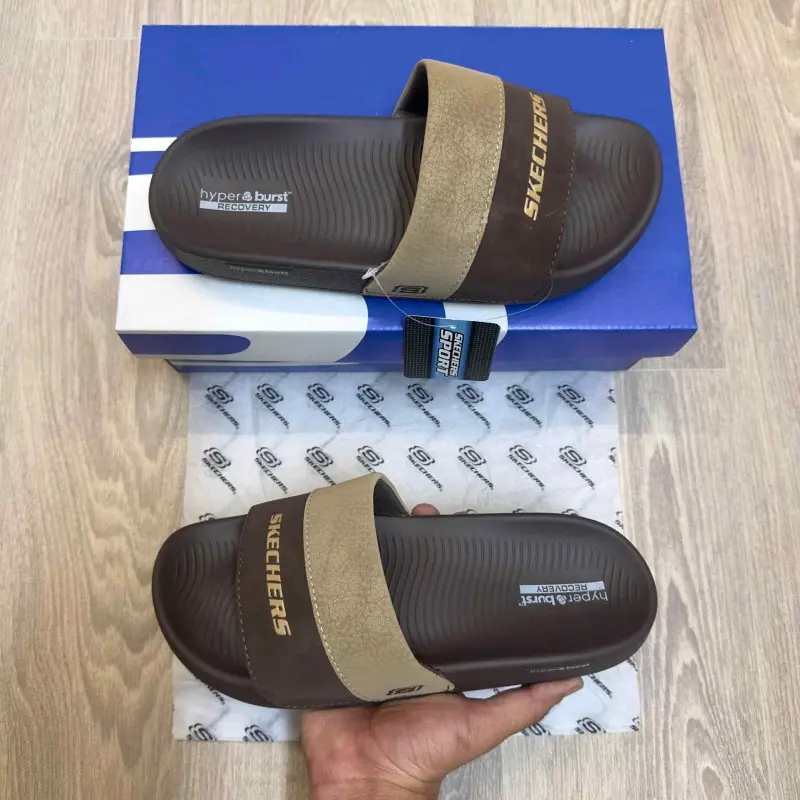 Skechers Hyper Burst Soft Premium Brown Beige Flip Flop