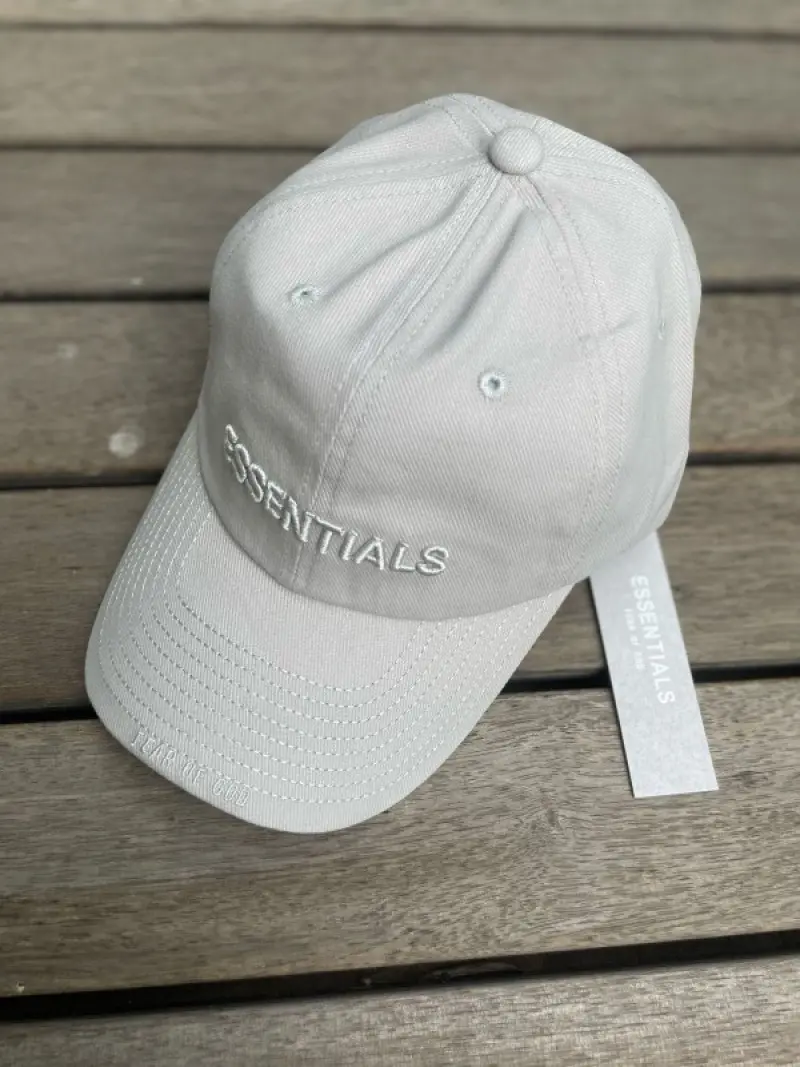 Essential Fear Of God Front Logo Light Grey Premium Unisex Cap (With Box) - Image 3