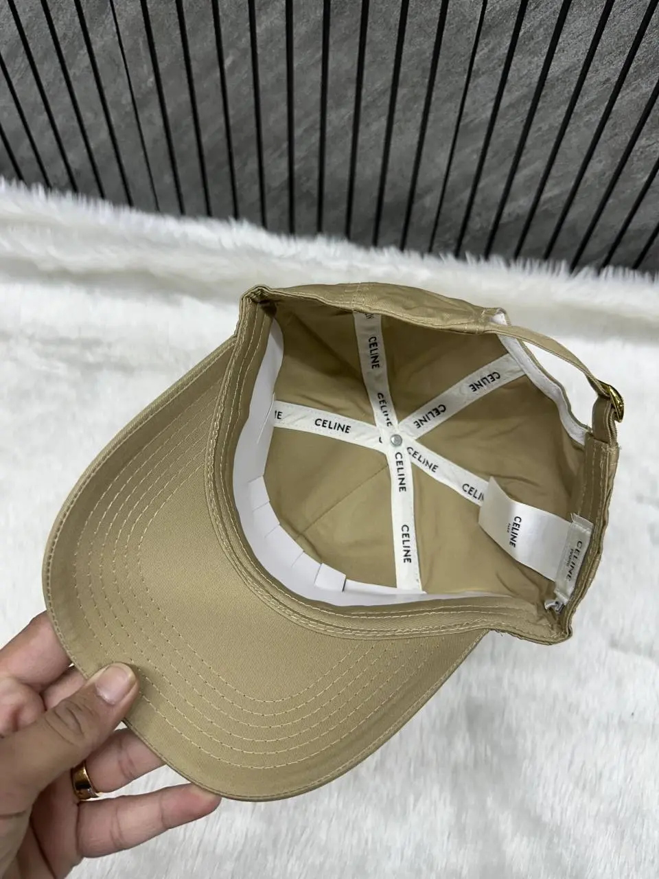 Celine Triomphe Camel White Front Logo Premium Unisex Cap - Image 4