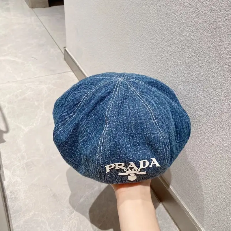 Prada Premium Denim Hat With Brand Polly Bag - Image 3