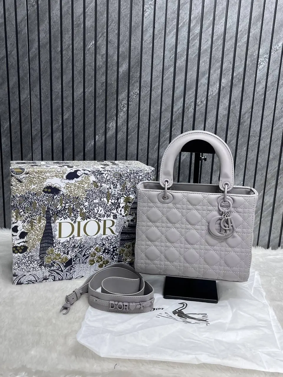 Dior 6099-1 Lady Matte Gray Large Size With Original Box & DustCover