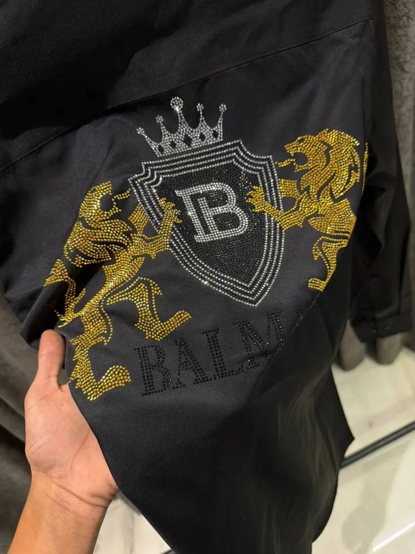 Balmain IMPORTED STORE ARTICLE DIAMOND CHINA SHIRT GREEN - Image 3