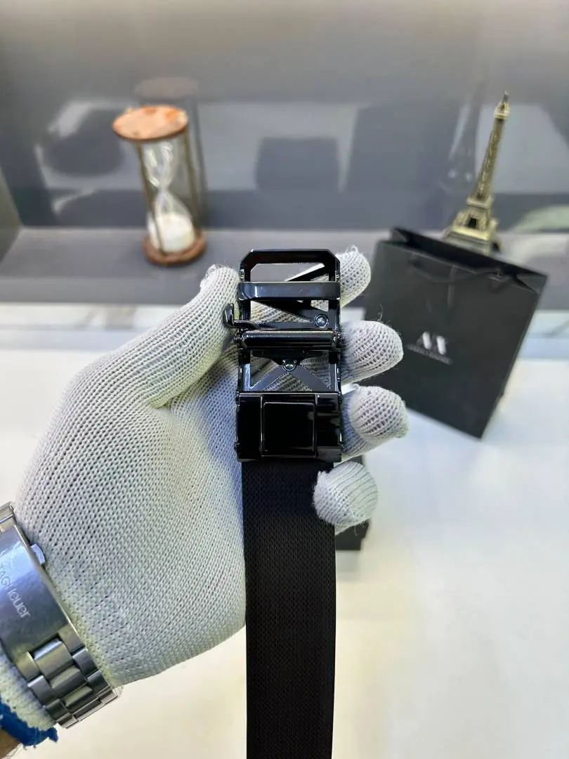Armani Exchange Glossy Black Auto Lock Belt Fa 741 - Image 4