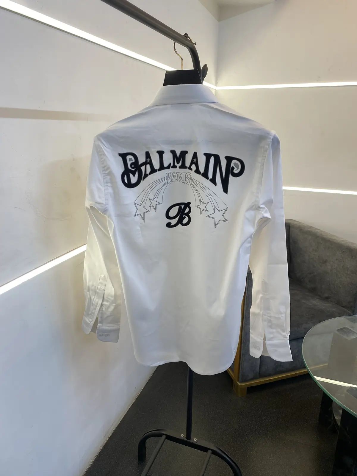 Balmain velvet patch front and back logo imported box pack shirt white sale - Image 3