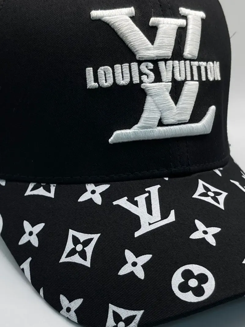 Louis Vuitton Big Logo Front Monogram Black And White Premium Unisex Cap (With Box) - Image 4