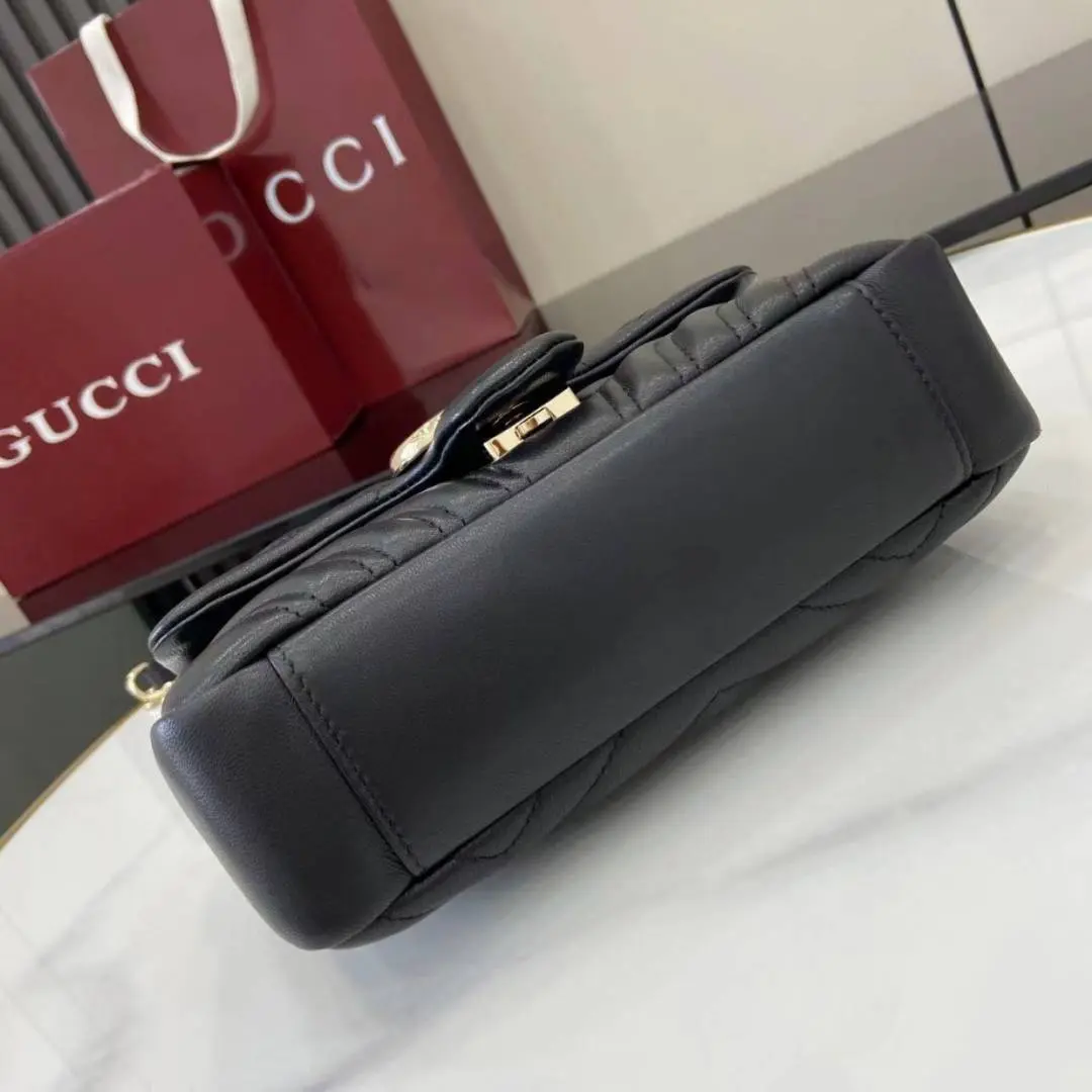 Gucci GG Marmont Premium Shoulder Bag With OG Double Box & Premium Dust Bag & Carry Bag & Accessories (Black - 1229) - Image 3