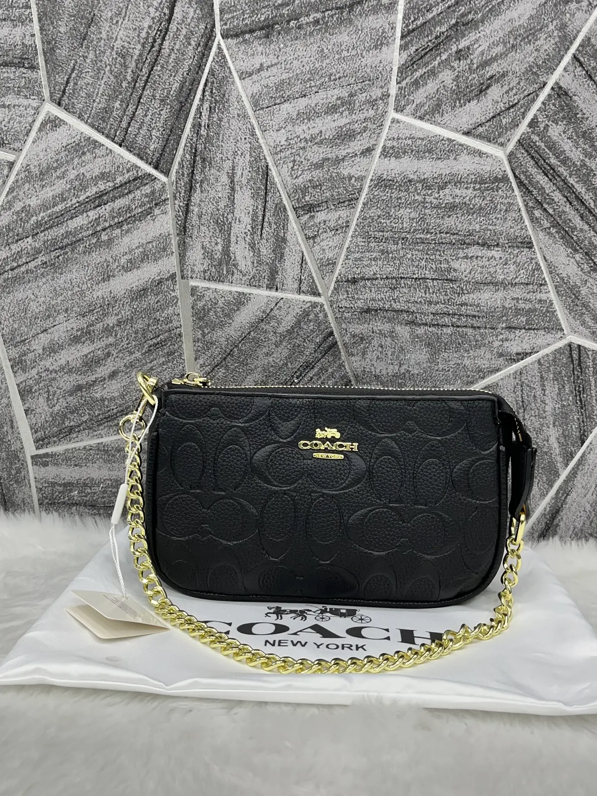 Coach Large Black Wristlet With DustCover