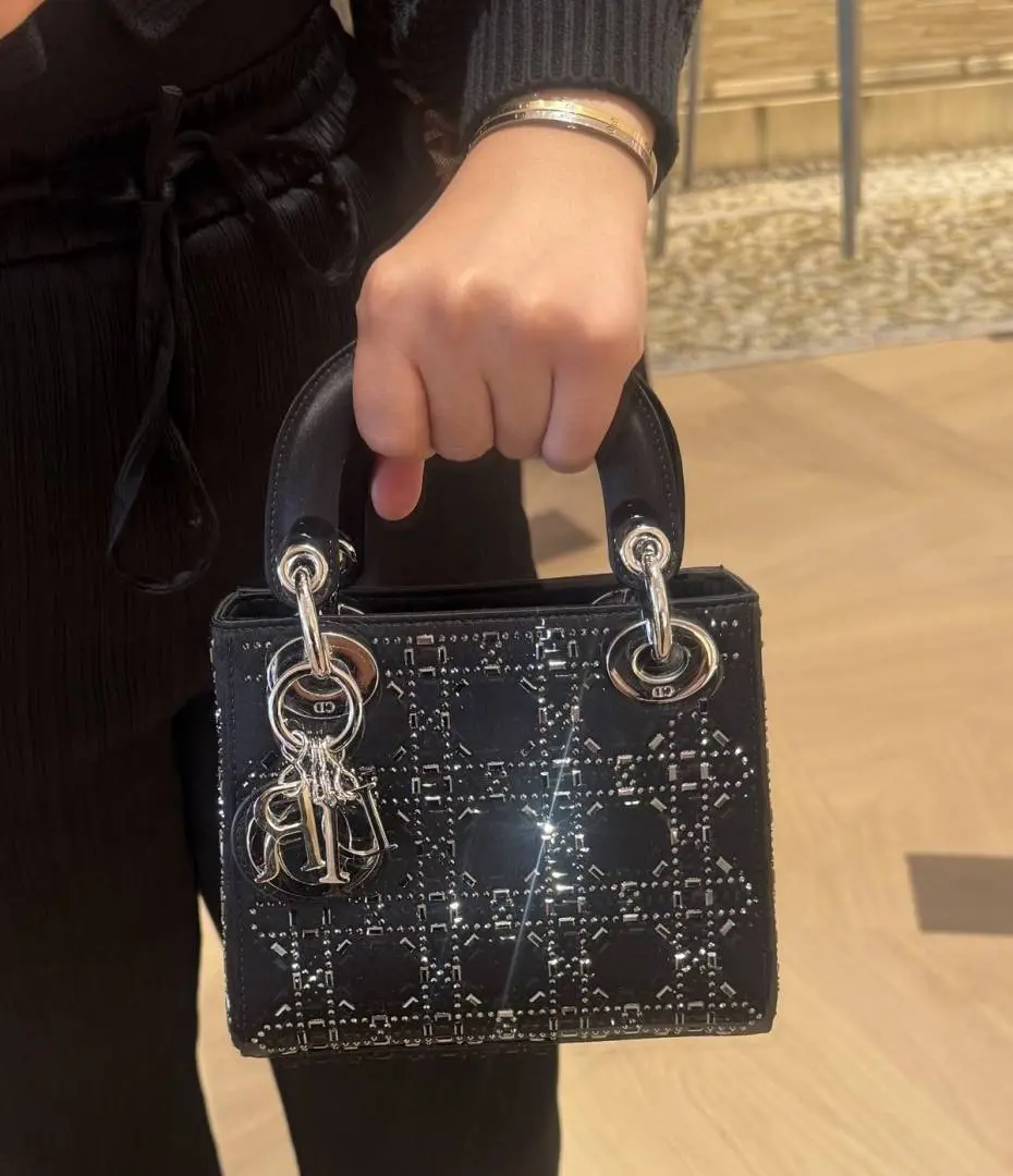 Dior Lady 8818 Starss Cannage Satin Medium Handbag With Original Box & DustCover - Image 5