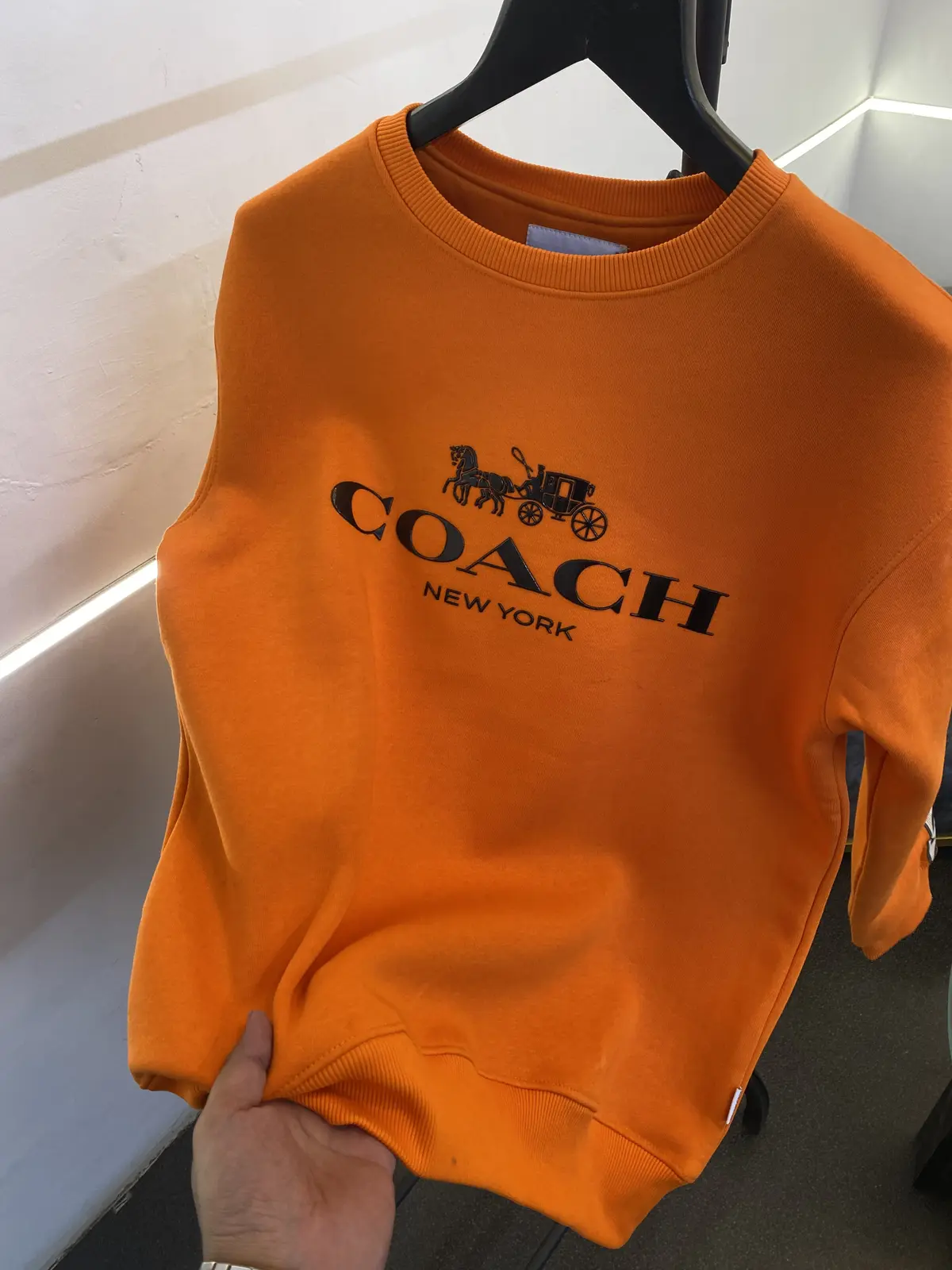Coach heavy gsm lycra fleece sweatshirt with silicon brand tape on sleeves and front orange - Image 2