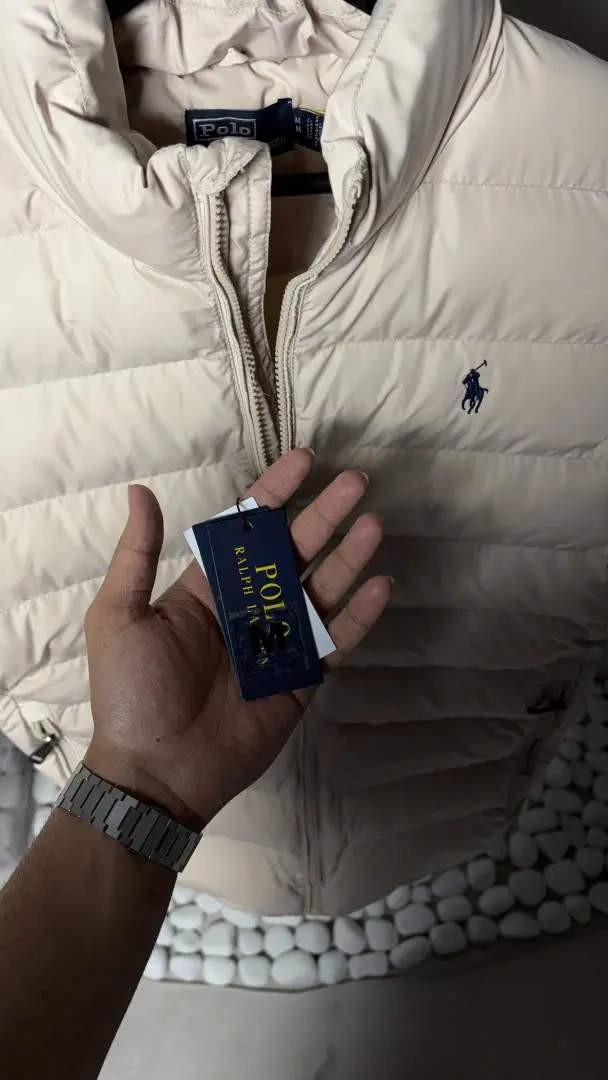 Polo Ralf Lauren Quilted Puffer Jacket Cream 1012 - Image 3