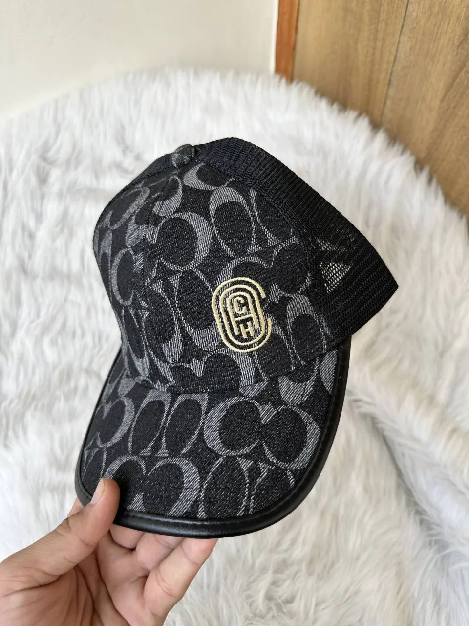Coach Monogram Denim Black Premium Unisex Cap With Safety Box - Image 2