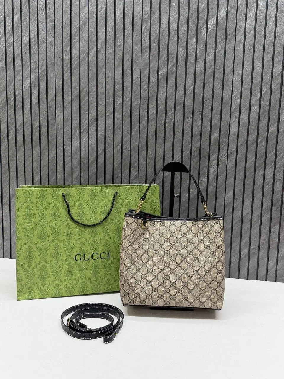 Gucci GG Emblem CB Black-Mono Medium Bucket With Original DustCover & CarryBag - Image 8